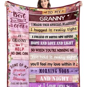 Personalized 'To My Granny' Sentimental Blanket - Purple/Pink